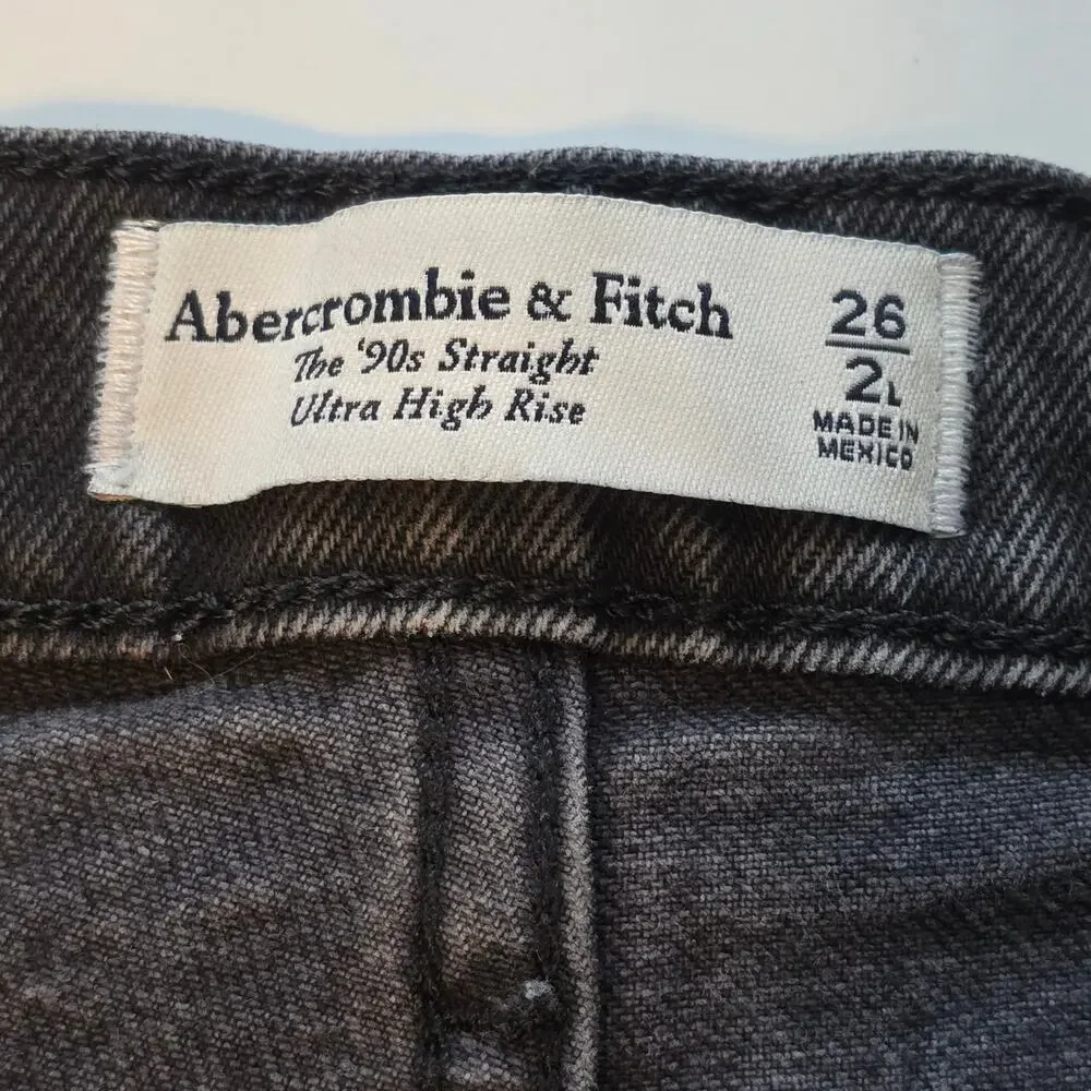 Abercrombie & Fitch Jeans Womens 2L Charcoal Black 90s Straight Ultra High Rise